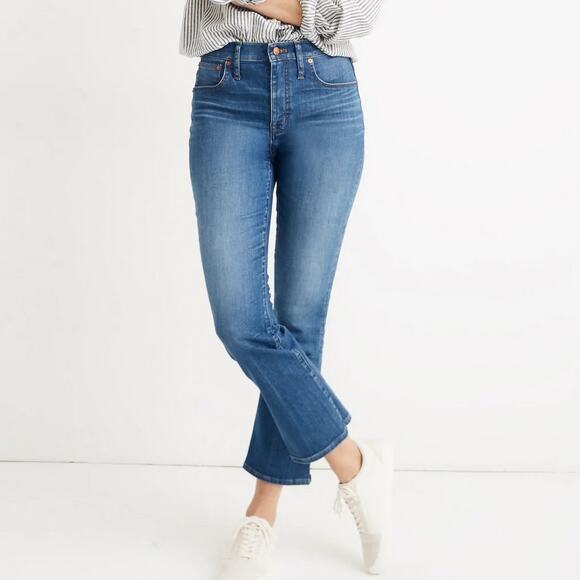 Madewell Cali Demi Boot Jeans Women's 27 Medium Wash Flare Cropped Mid Rise - Picture 1 of 8